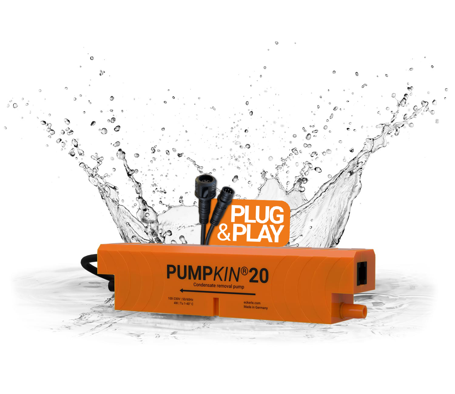 PUMPKIN®20 Kondensatpumpe Klimaanlage – leise Membranpumpe mit Wasserspritzer
